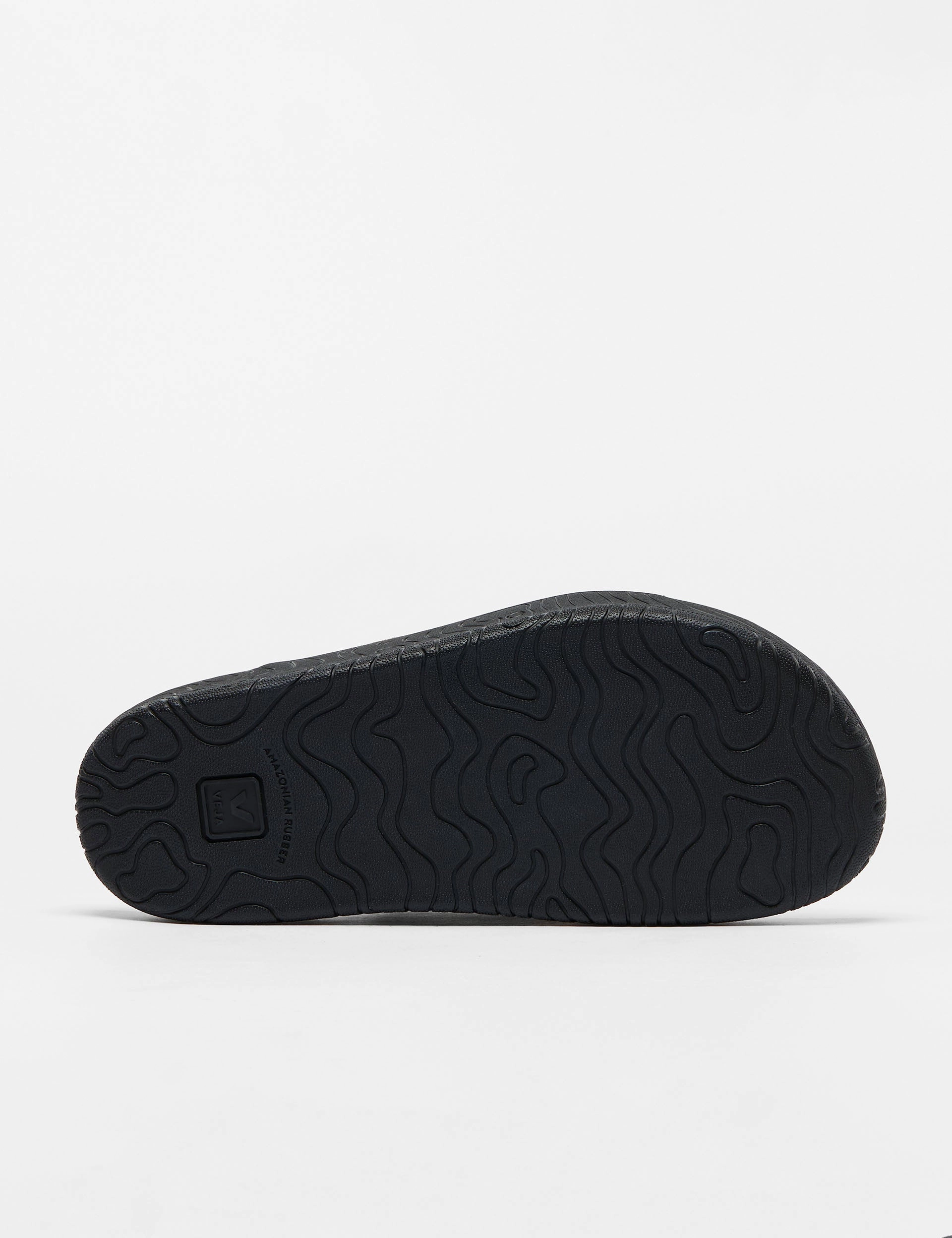 Etna Leather Sandal - Full Black Ventilated Footbed Design