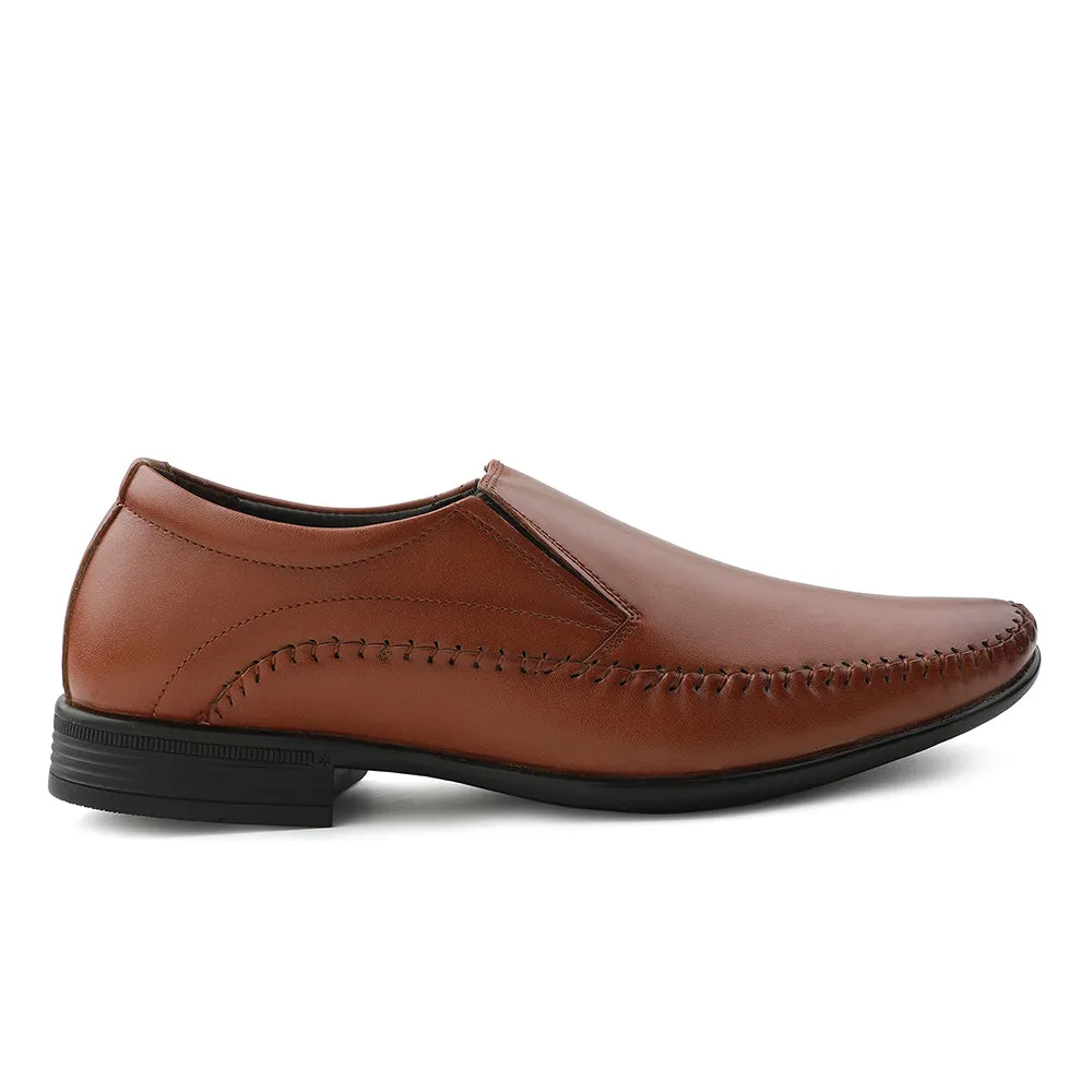 Molded Heel Cradle Fortune Tan Formal Non Lacing Moccasin Shoes For Men HML-18E By Liberty