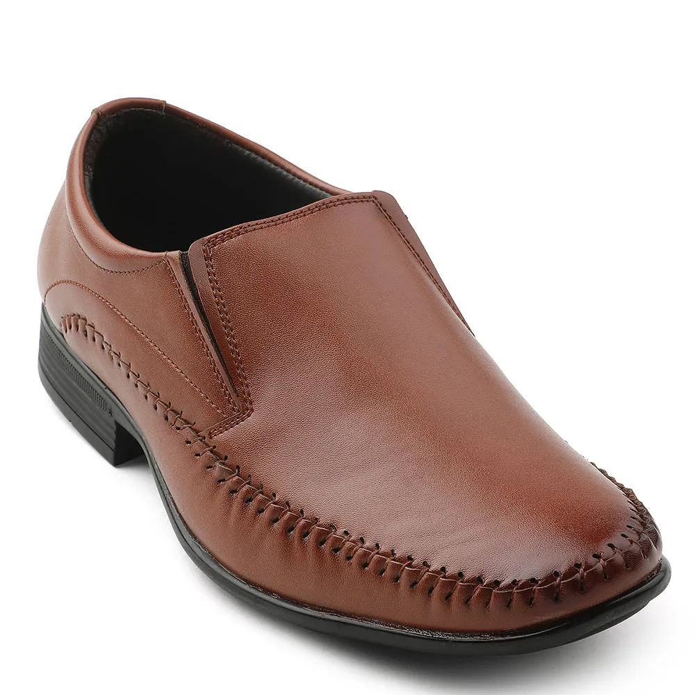 Fortune Tan Formal Non Lacing Moccasin Shoes For Men HML-18E By Liberty Concrete Vapor Weave Upper