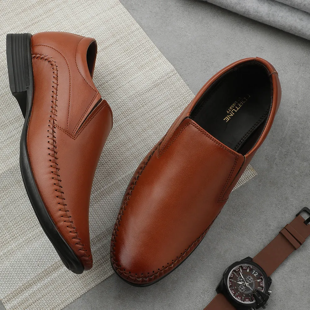 Cushioned Midsole men's shoe style Fortune Tan Formal Non Lacing Moccasin Shoes For Men HML-18E By Liberty