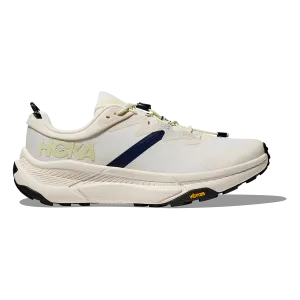 Hoka Transport - Alabaster - Varsity Navy running in clean tracks shoes