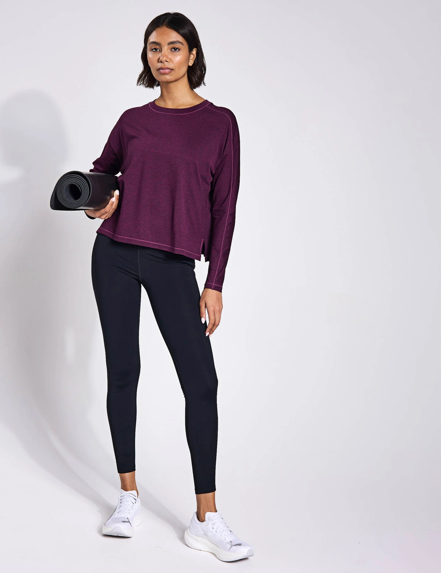 ReSet Long Sleeve Tee - Plum Heather Regular Fit Cross Ventilation Matrix