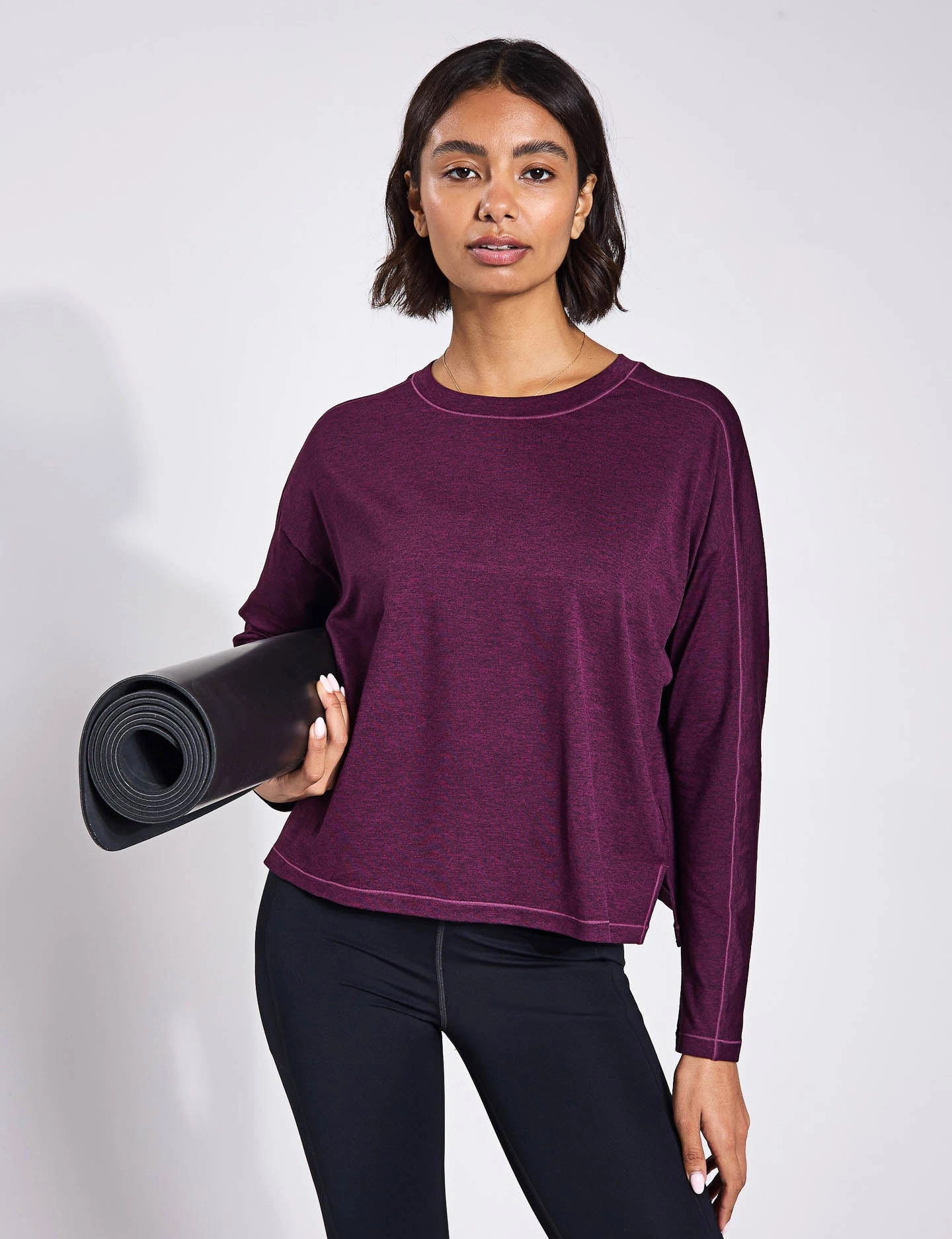 silver ReSet Long Sleeve Tee - Plum Heather
