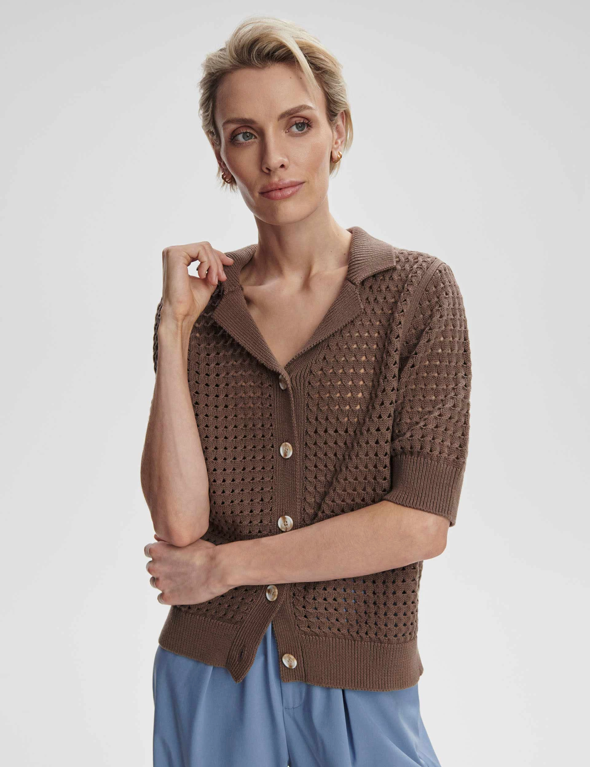 QuickDryTech Tencel Lyocell Fiber Ellie Knit Shirt - Chocolate Chip