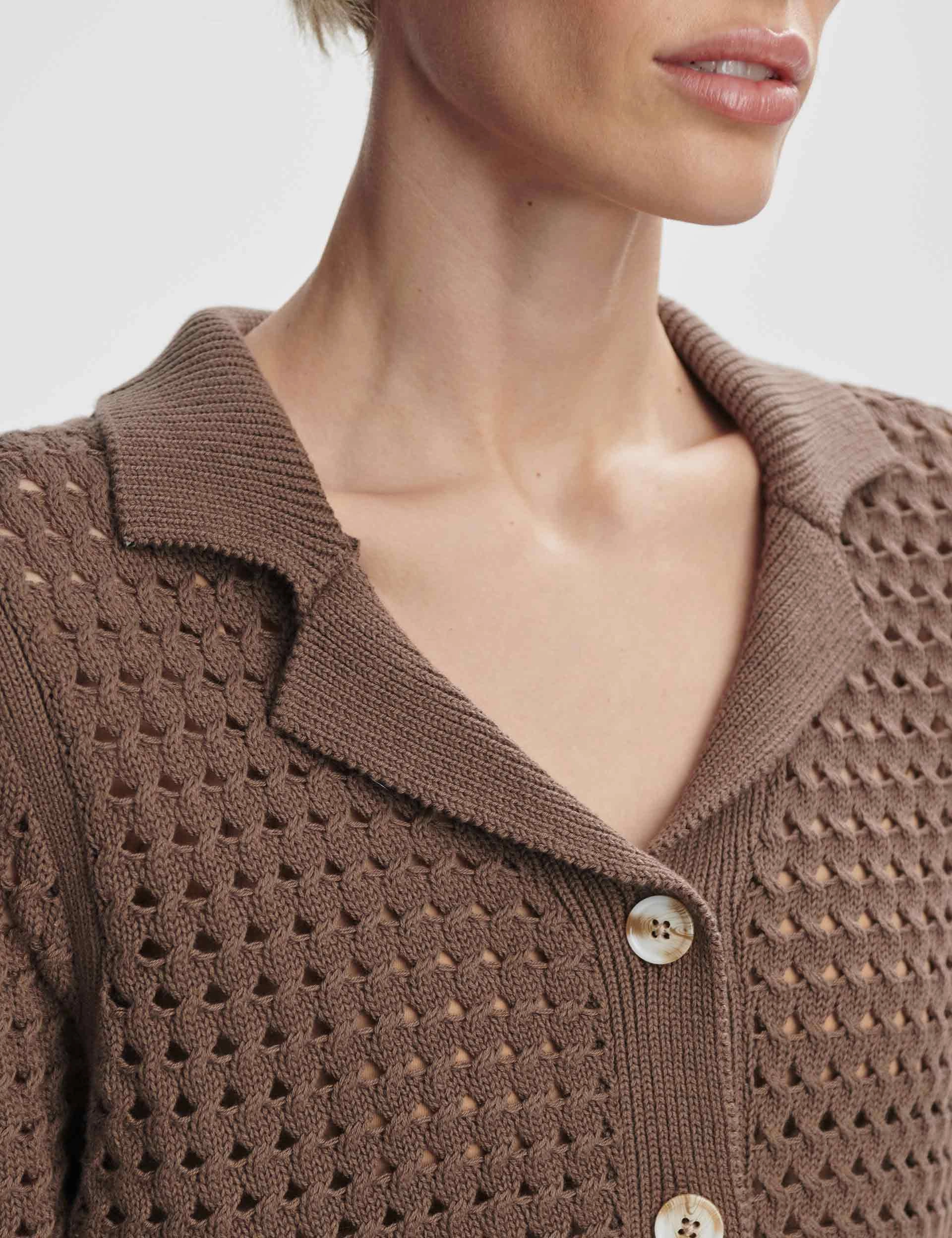 TaglessComfort Breathable mesh lining Ellie Knit Shirt - Chocolate Chip