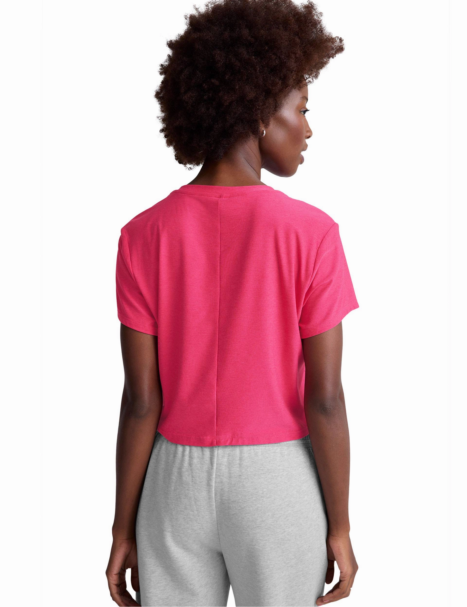 Hybrid Fabric Blend Featherweight Supreme Cropped Tee - Vivid Pink Heather