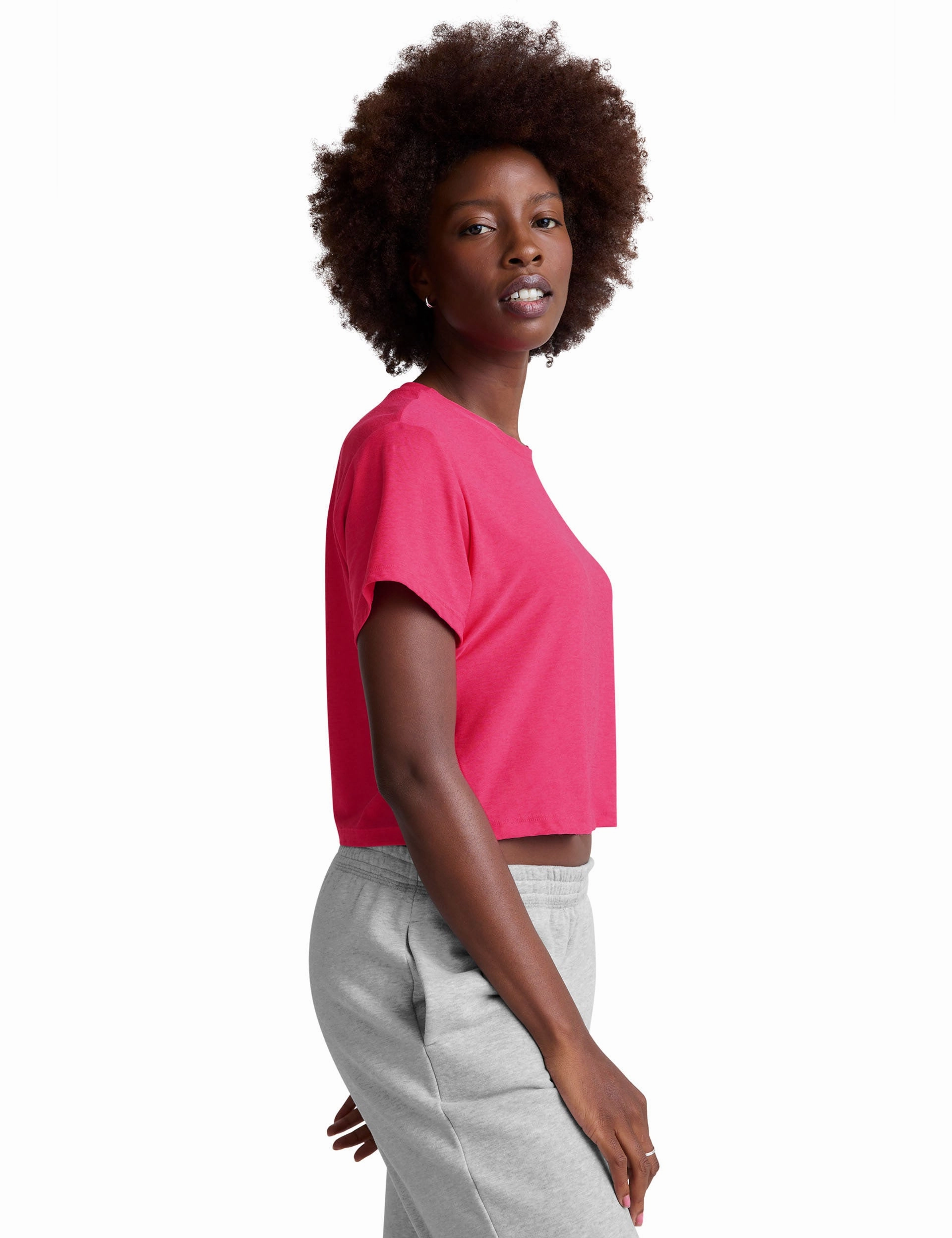 TurtleneckDesign Featherweight Supreme Cropped Tee - Vivid Pink Heather