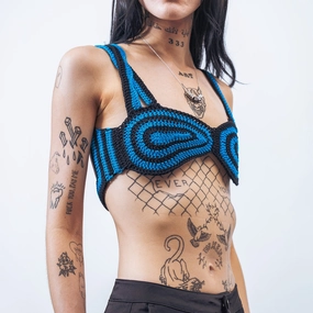 Womens Andersson Bell Atypical Wave Crochet Top 'Blue/Black' Lounge Gear Star Light