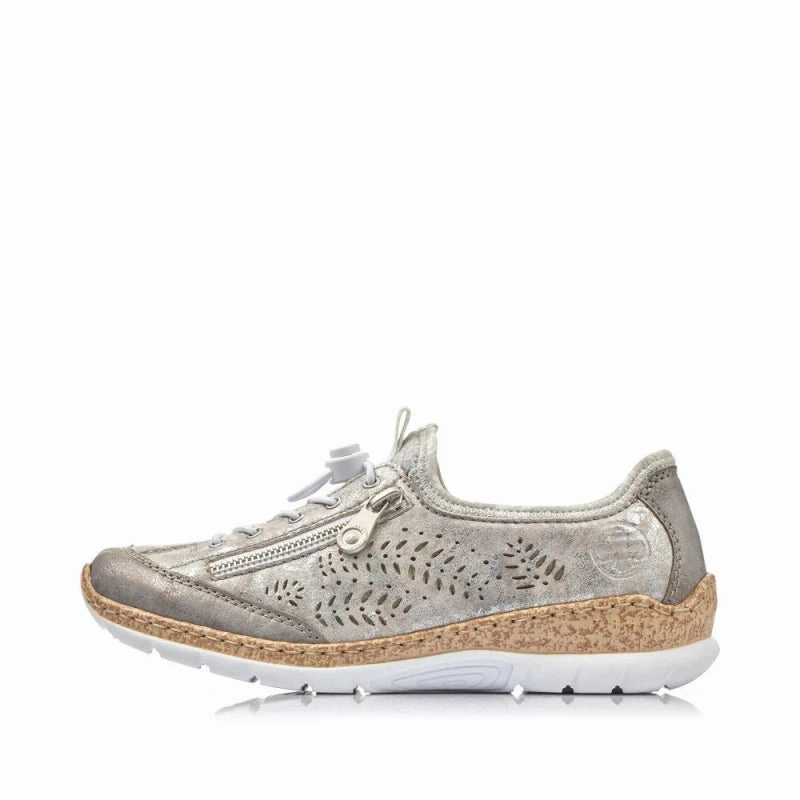 Rieker Women's Nikita N42K6-40 - Grey/Rose Metallic Holiday Ease Crown Fit