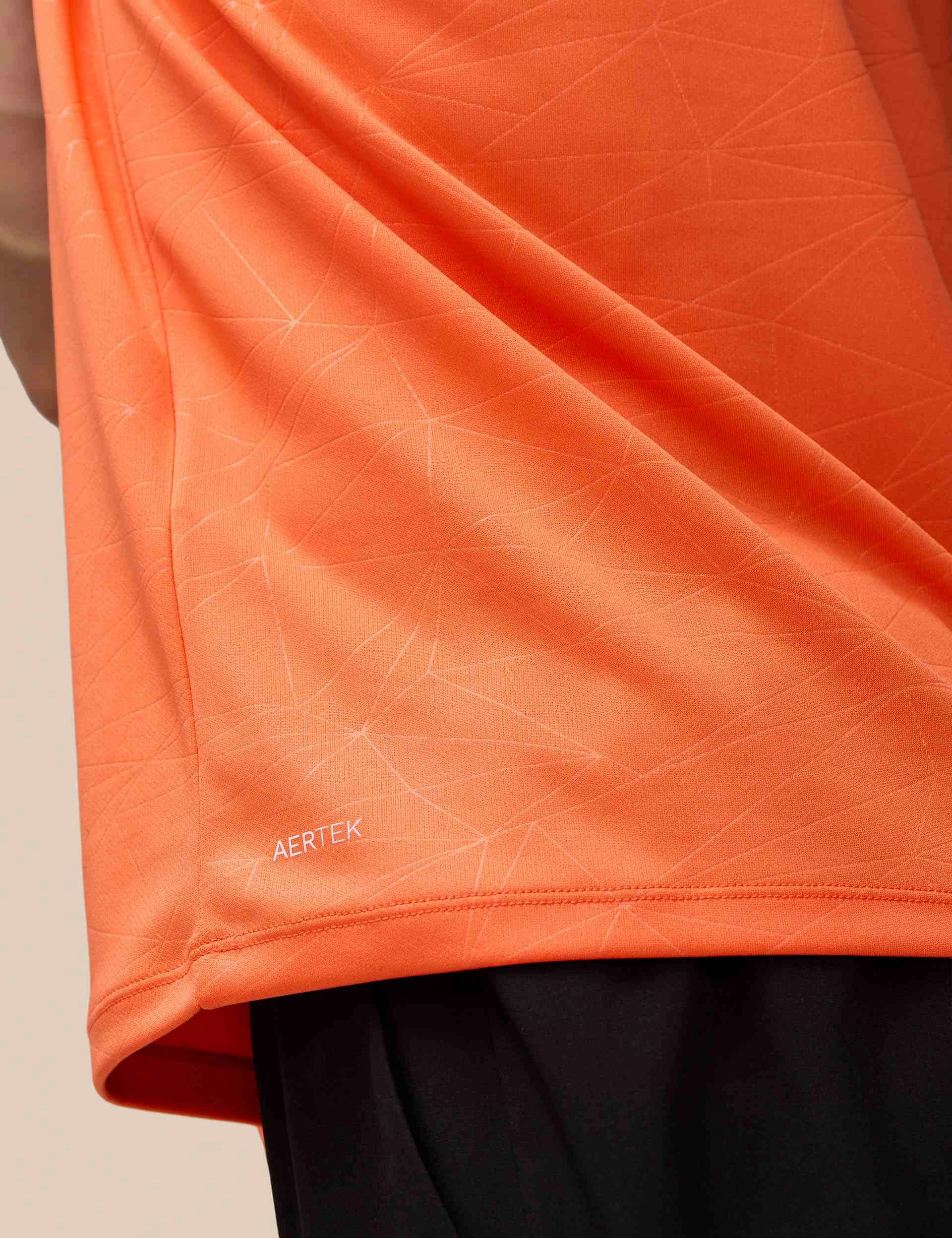 Aop Short Sleeve T-Shirt - Bright Orange/Mid Grey Minimal Design Happy Core