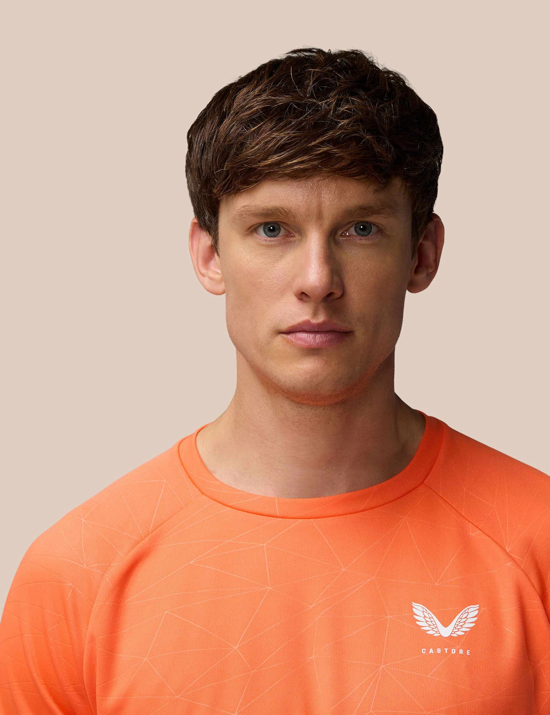 Aop Short Sleeve T-Shirt - Bright Orange/Mid Grey Essential Shirt Global Cool