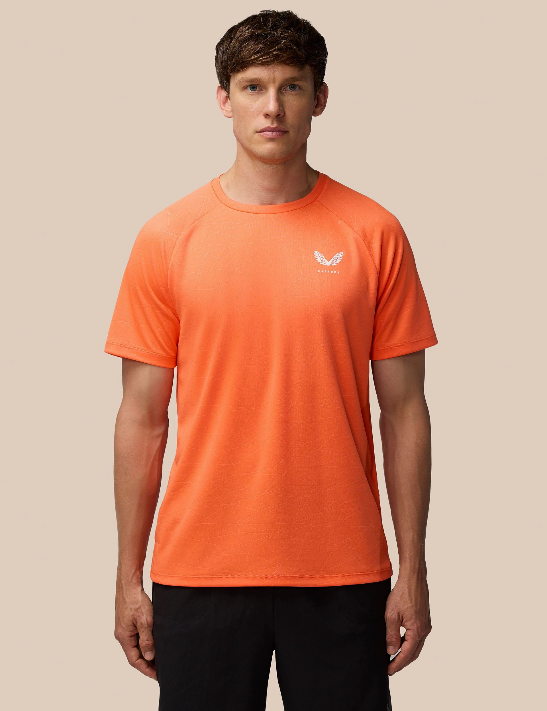 FormFitting Cut Aop Short Sleeve T-Shirt - Bright Orange/Mid Grey