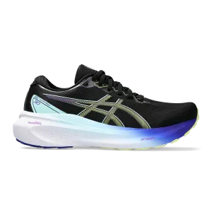 Asics Gel Kayano 30 - Black - Glow Yellow Contoured Footbed Tech running in a roundabout area shoes