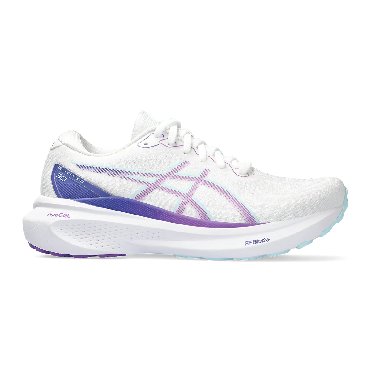 Asics Gel Kayano 30 - White - Cyber Grape ergonomic running gear Advanced Airflow Design