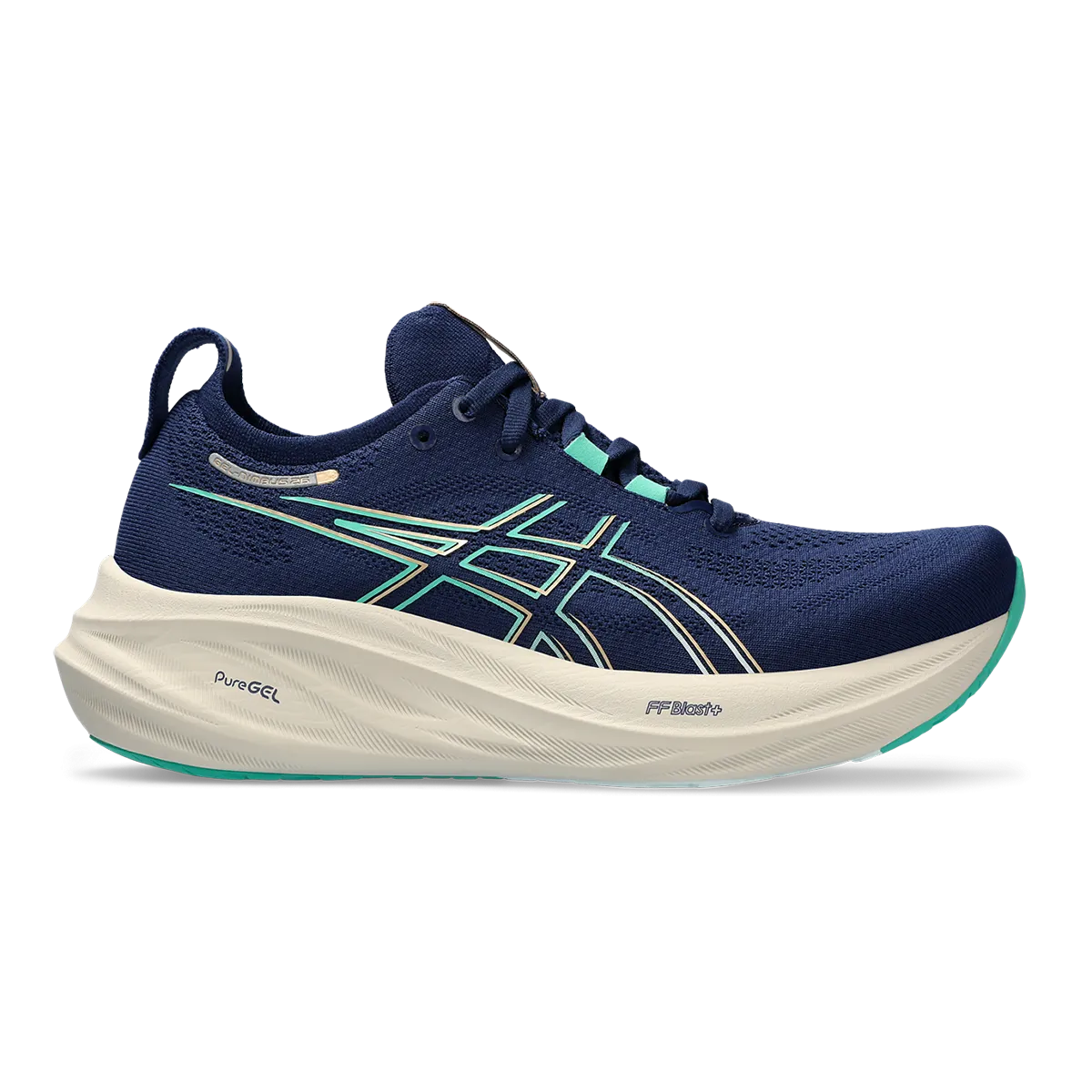 Asics Gel Nimbus 26 - Blue Expanse - Aurora Green purple shoes