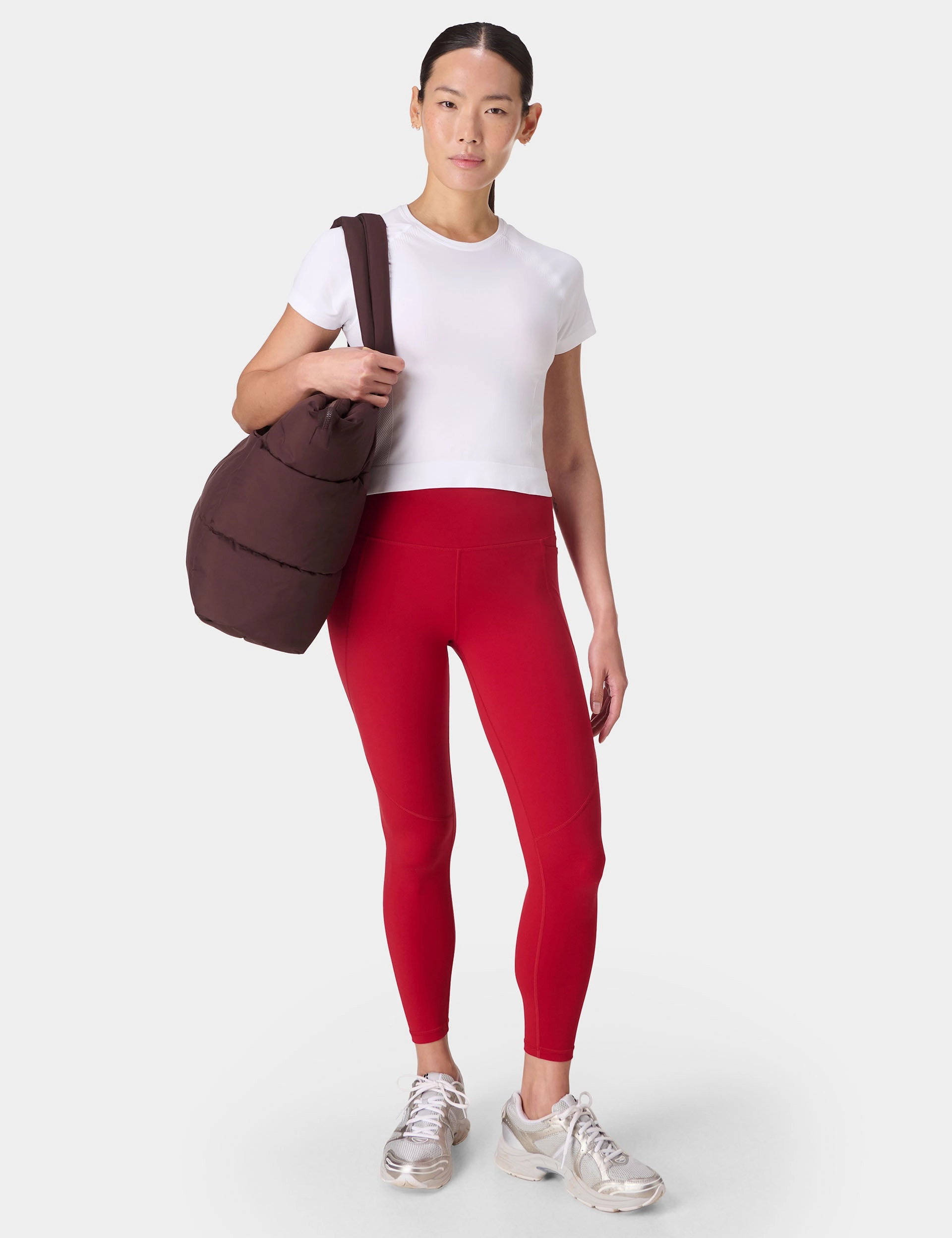 AdjustableWaist Athlete Crop Seamless Workout T-Shirt - White