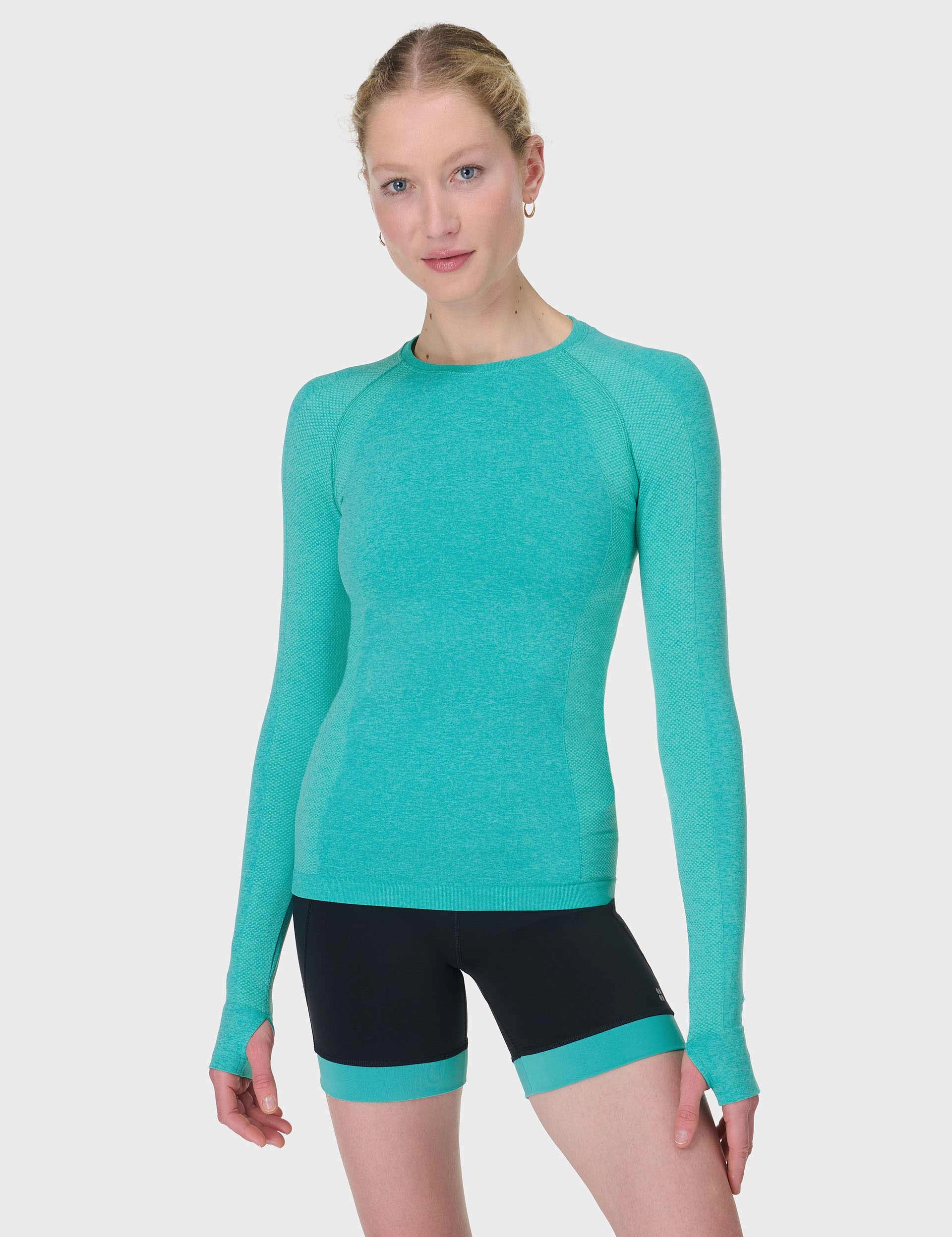 Athlete Seamless Gym Long Sleeve Top - Seaspray Ripple Blue Marl EcoCertified