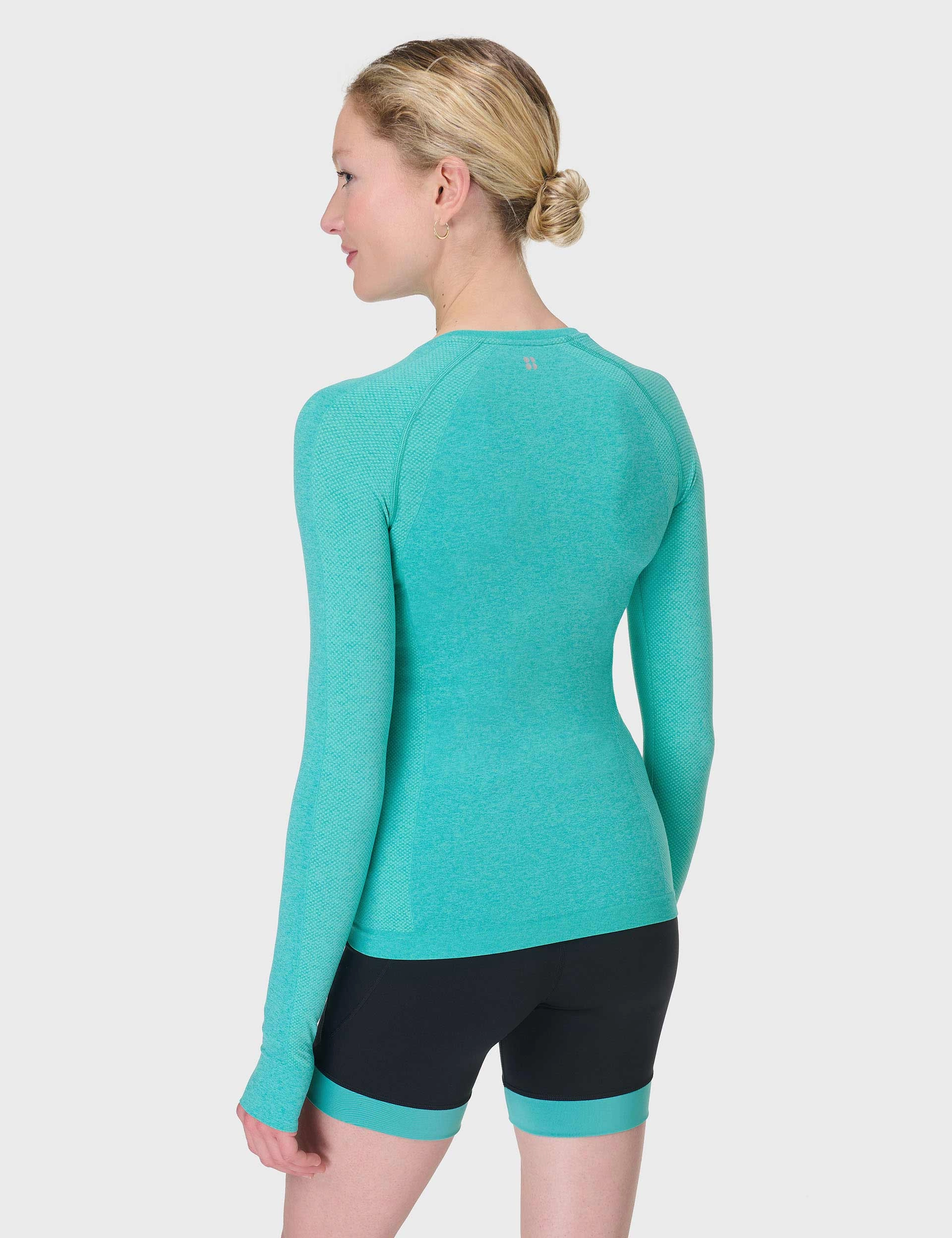 Athlete Seamless Gym Long Sleeve Top - Seaspray Ripple Blue Marl Anti Odor Finish