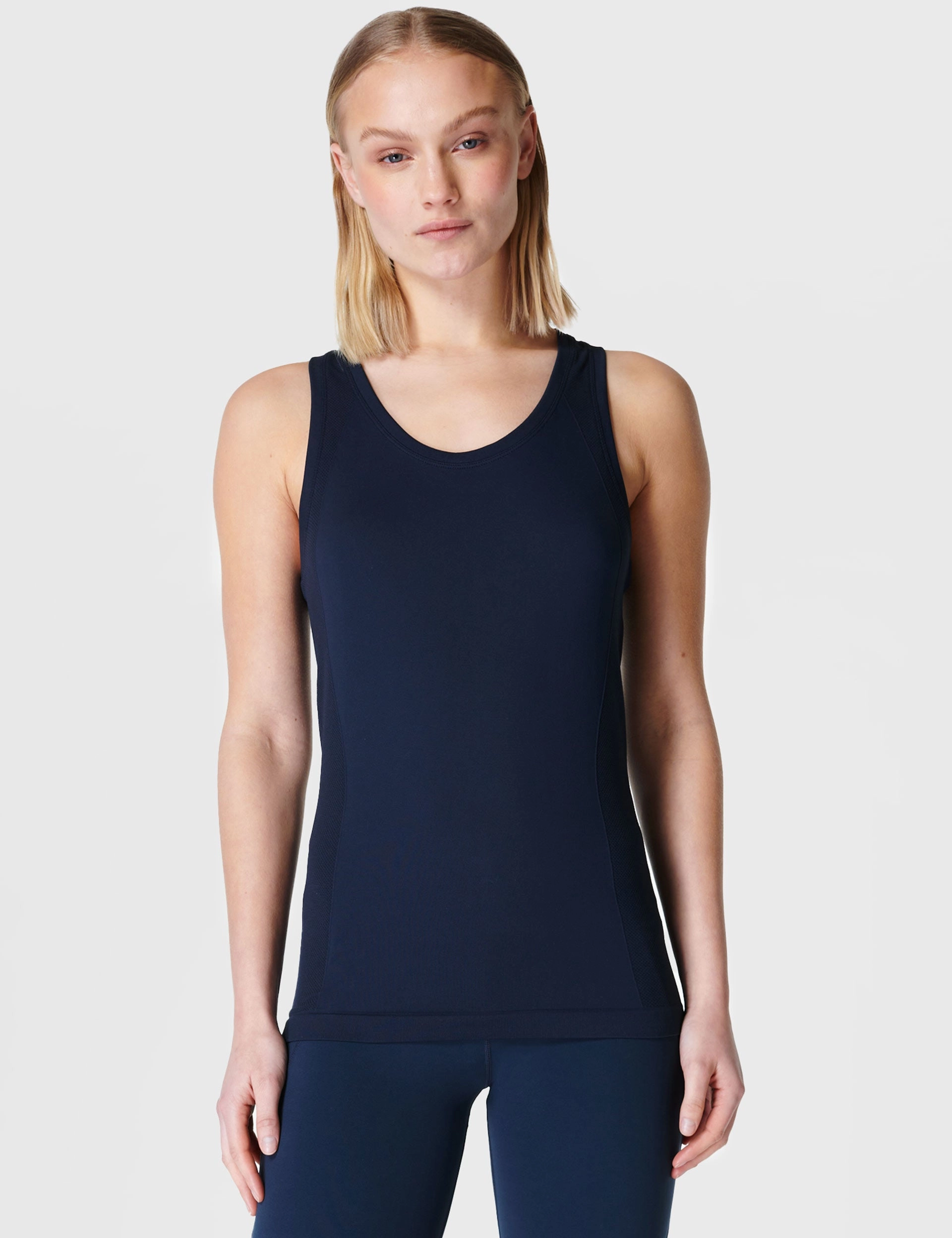 Elastic Free Comfort Trim law enforcement Athlete Seamless Gym Vest - Navy Blue
