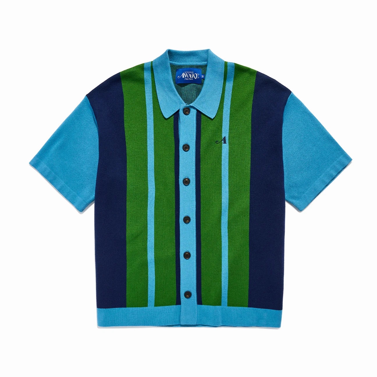 Awake Knit Camp Collar 'Blue-Multi' MoistureWicking Technology