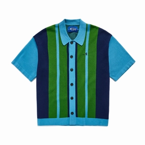 Awake Knit Camp Collar 'Blue-Multi' MoistureWicking Technology