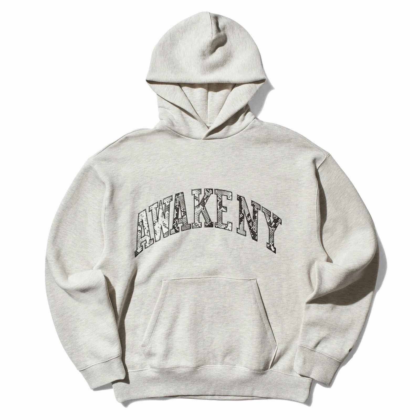 Awake Ny Snake Skin Applique Hoodie 'Heather Grey' Luxury Apparel