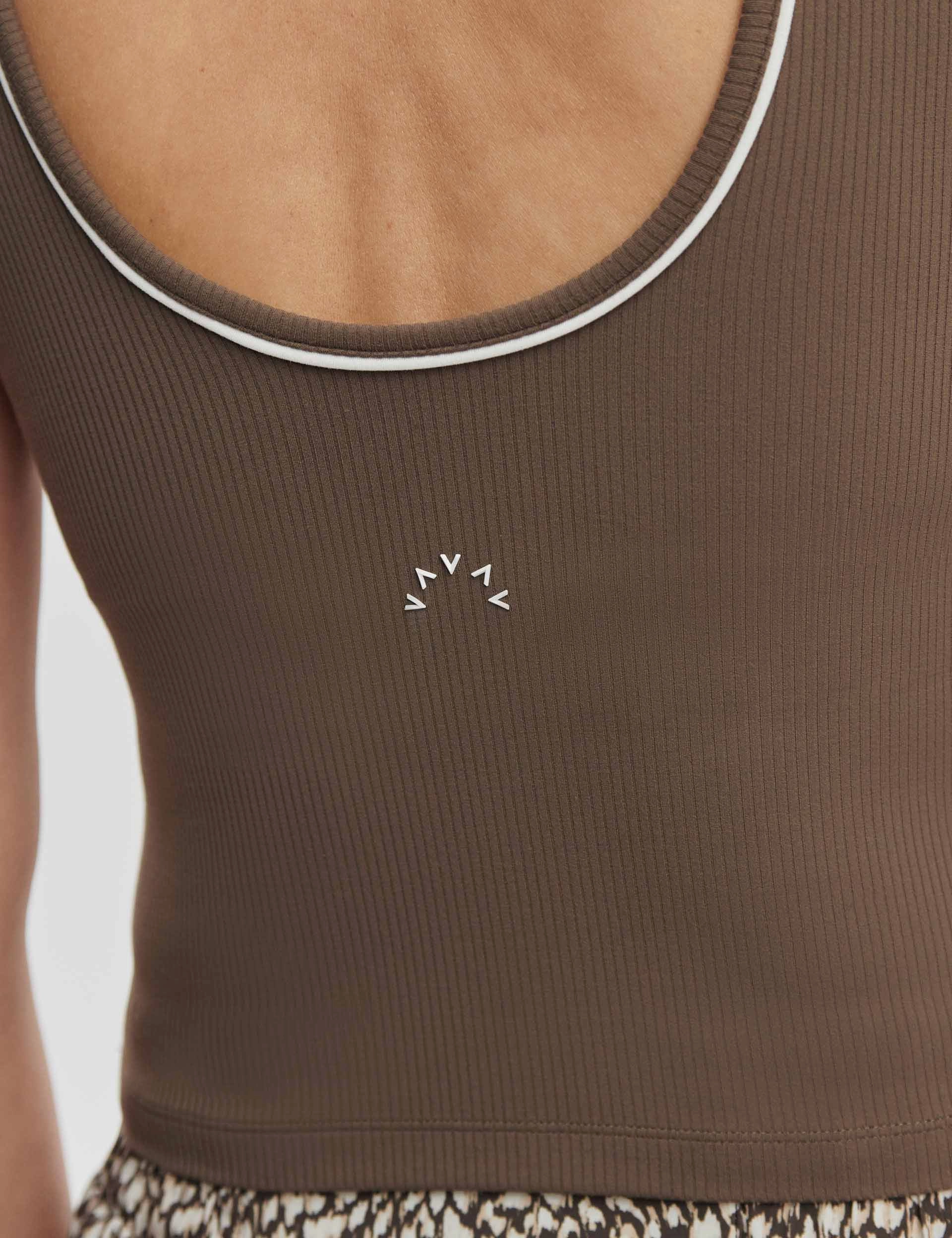 Barney Piped Tank - Chocolate Chip Durable Hem Stitching Active Tee