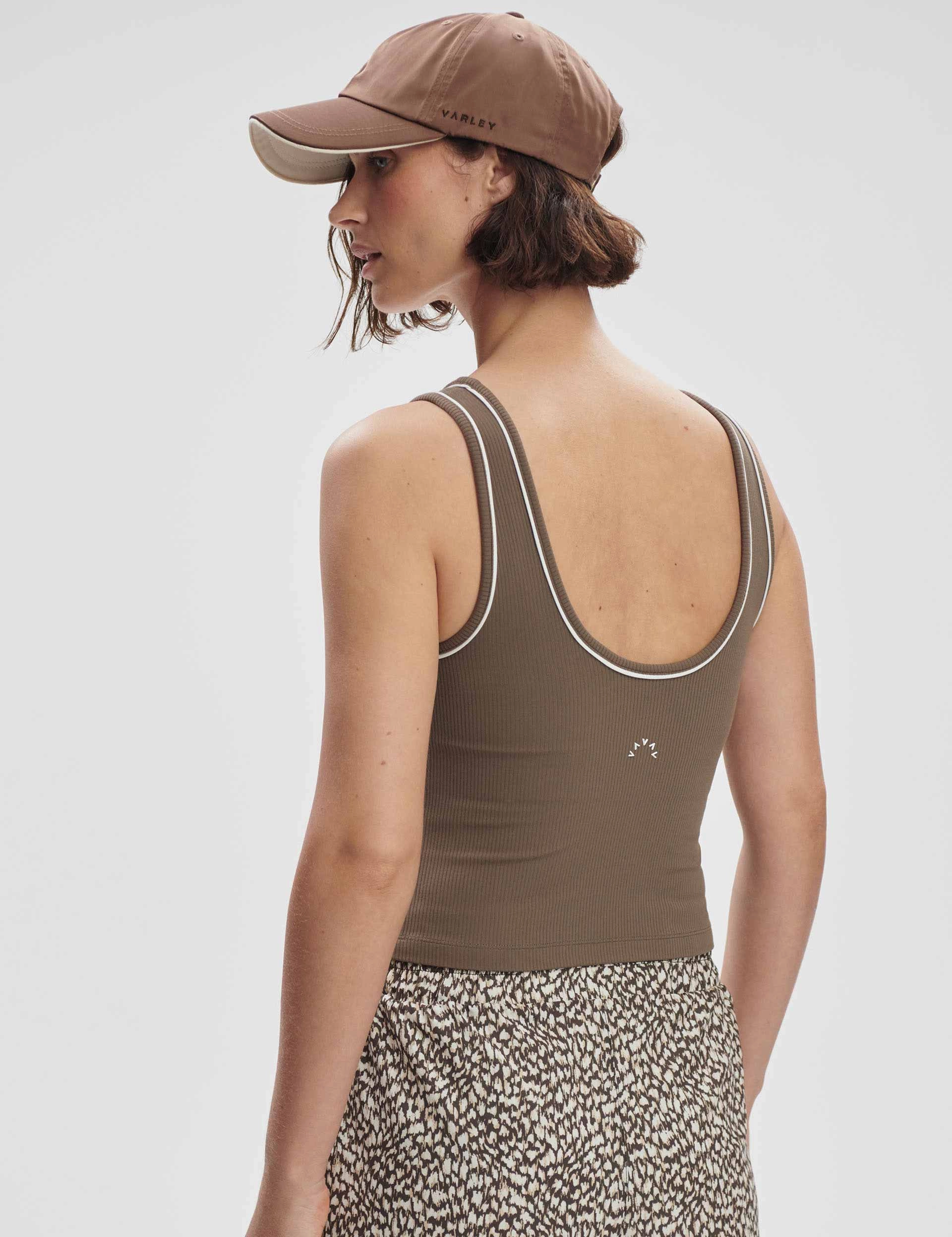 Garment Washed Softness Barney Piped Tank - Chocolate Chip