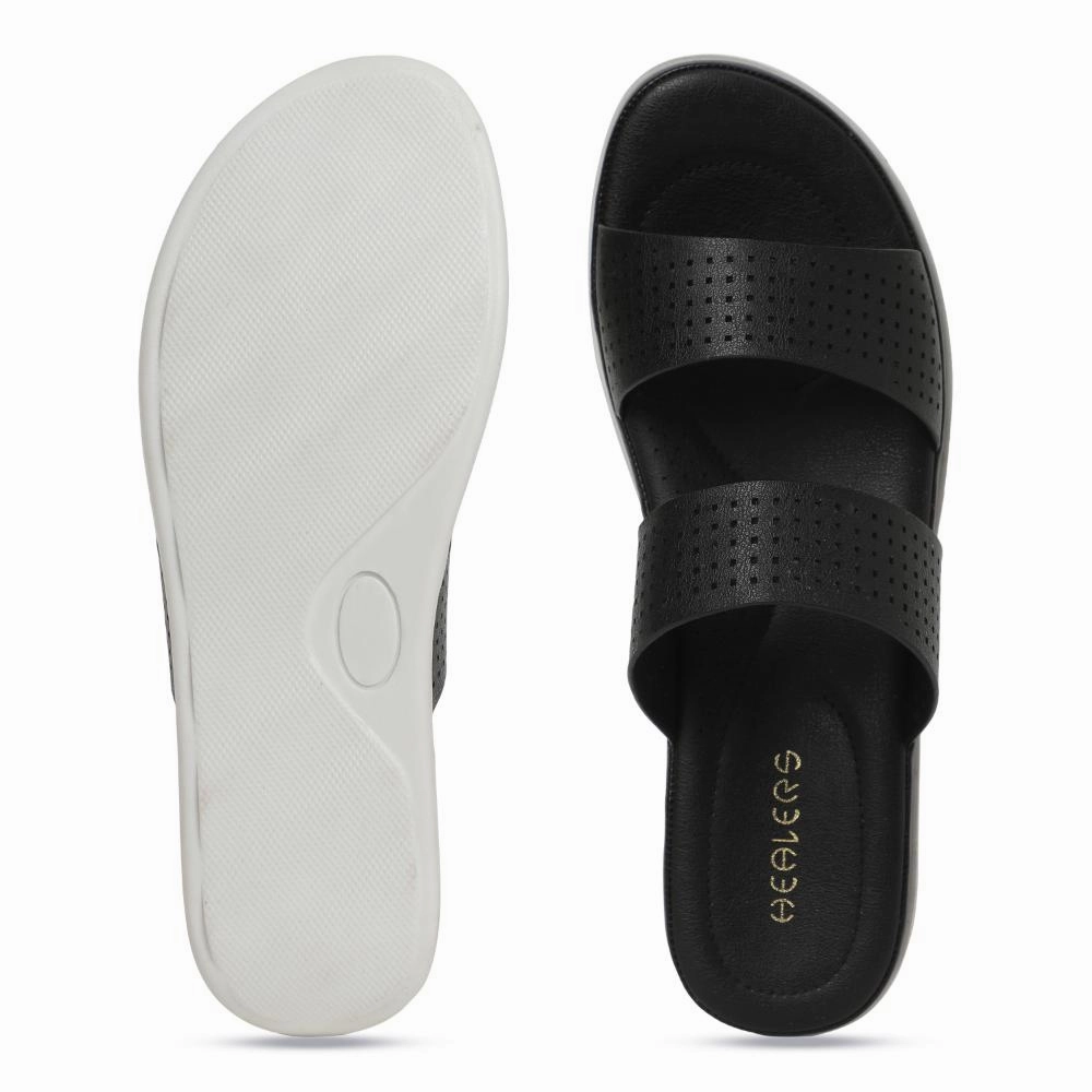 Ultra Cushioned Heel Healers Black Casual Slippers For Women JD-38 By Liberty