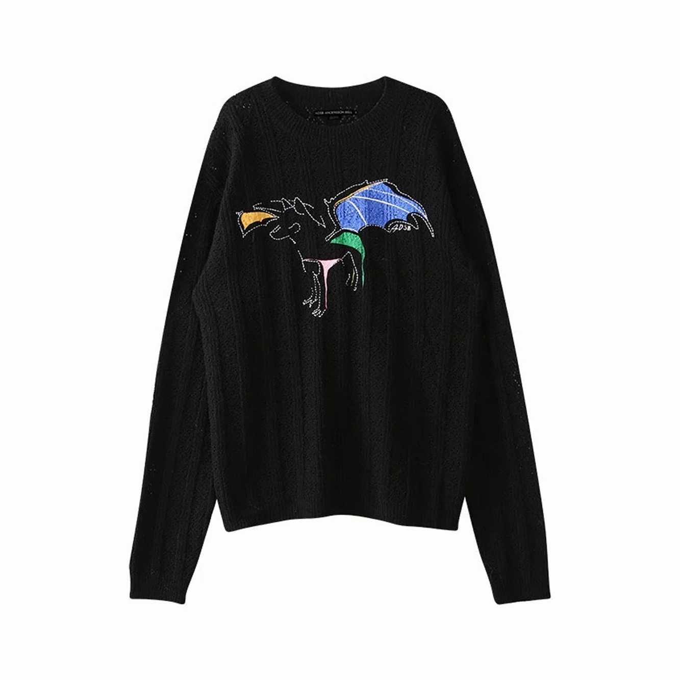 Andersson Bell Unisex Dragon Summer Crew-Neck Sweater 'Black' EcoFriendly Material