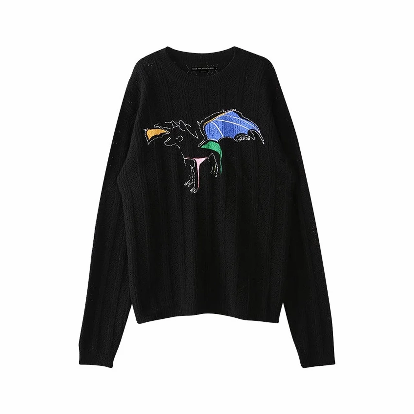 Andersson Bell Unisex Dragon Summer Crew-Neck Sweater 'Black' Easy Outfit Heart Glow
