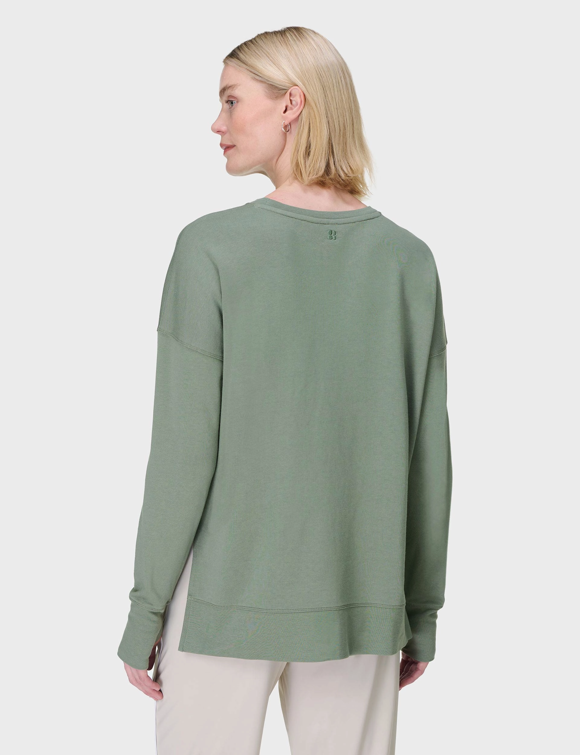 After Class Longline Sweatshirt - Willow Green Layered Collar OdorResistant