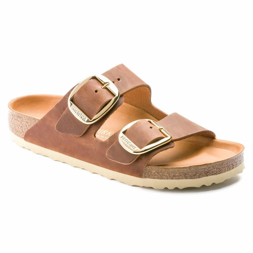 Birkenstock Arizona Big Buckle - Cognac Oiled Leather NonRestrictive Movement Stretch Fit