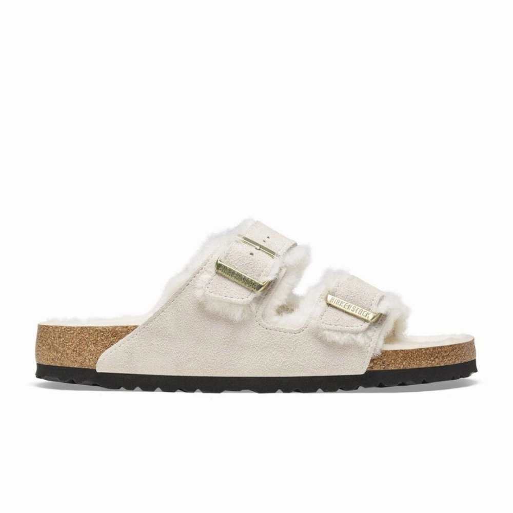Stretch Ease Light Fit Birkenstock Arizona Shearling - Antique White Suede