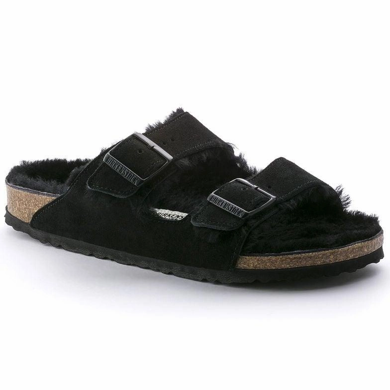 Birkenstock Arizona Shearling - Black Suede FlexibleCollarDesign