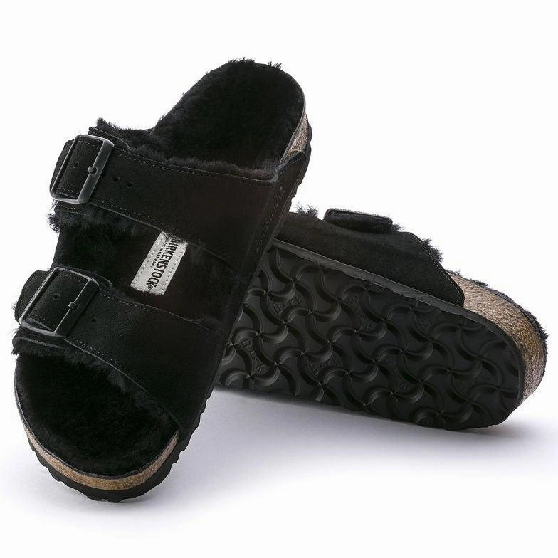 Breath Skin Birkenstock Arizona Shearling - Black Suede