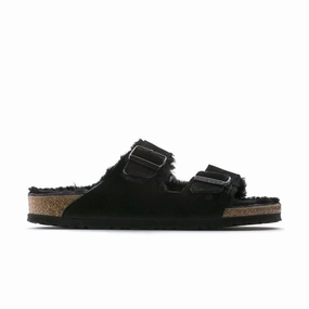 Breathable mesh lining DoubleStitched Birkenstock Arizona Shearling - Black Suede