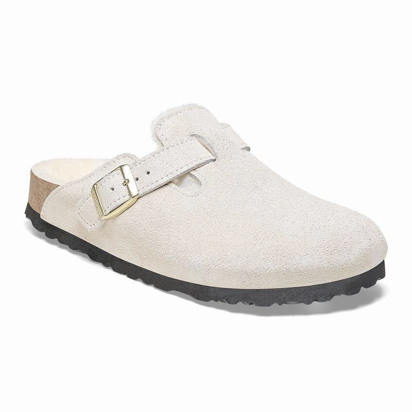 Design Glow Birkenstock Boston Shearling - Antique White Suede