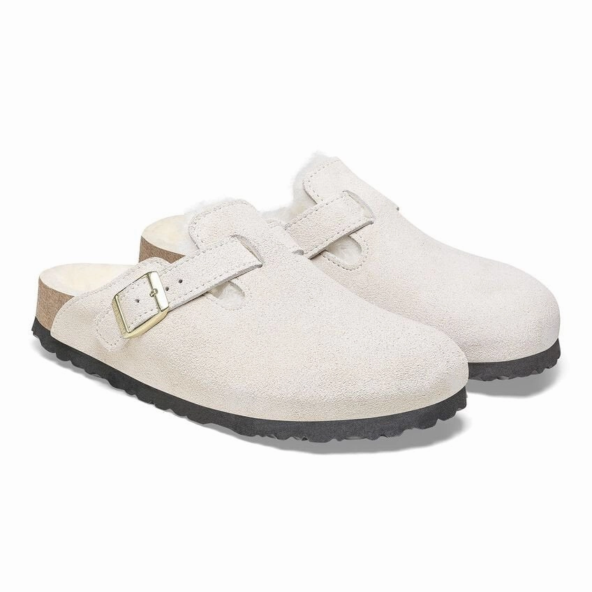 QuickDryTechnology Chic Jacket Birkenstock Boston Shearling - Antique White Suede