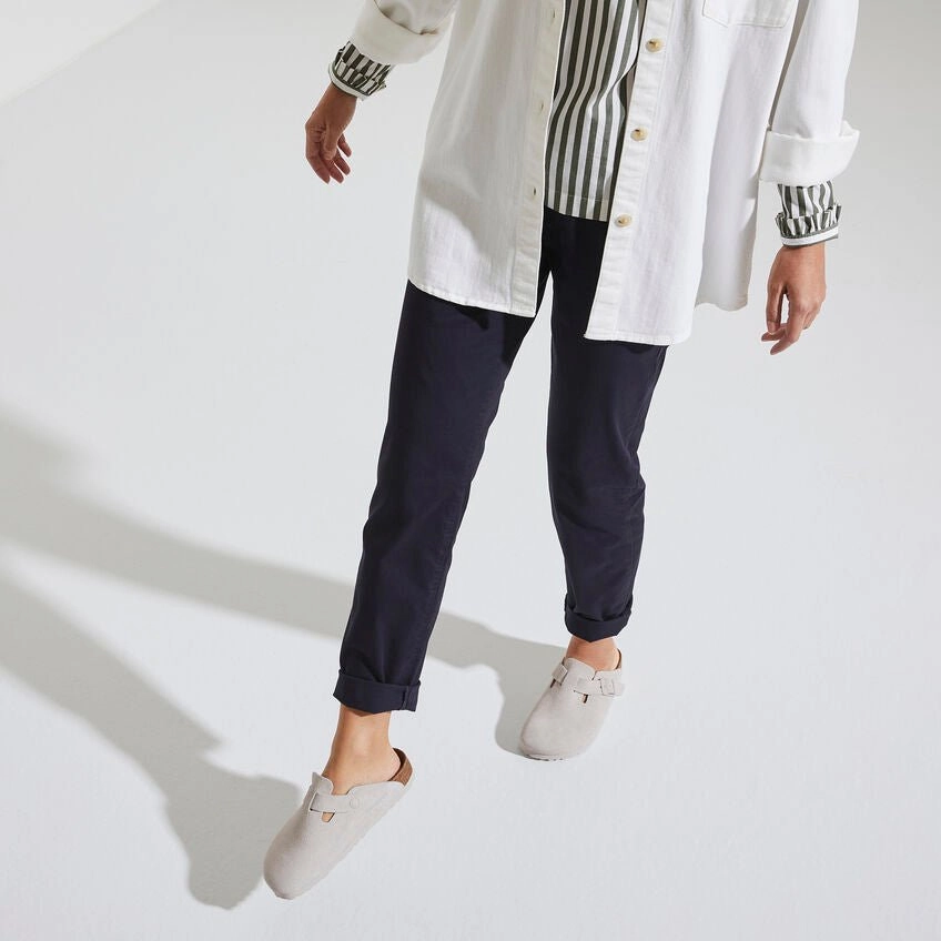 Breathable mesh lining Birkenstock Boston Soft Footbed - Antique White Suede