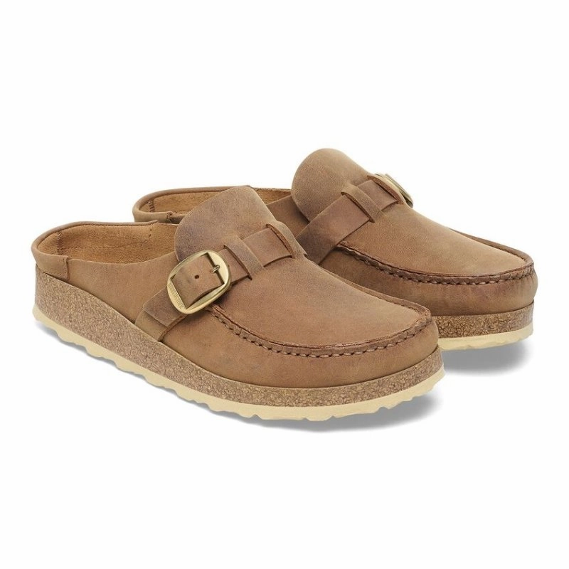 Birkenstock Women's Buckley - Cognac Oiled Leather Cultural Fit High-Quality Fabric