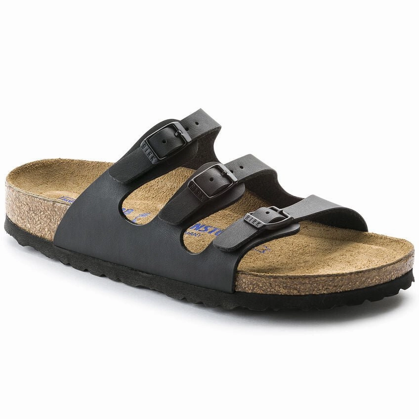 Birkenstock Women's Florida Soft Footbed - Black Birko-Flor DoubleStitchedSeams