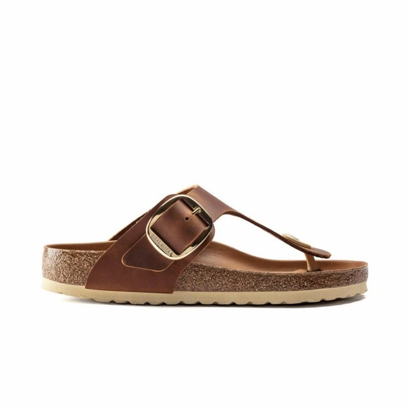 Birkenstock Women's Gizeh Big Buckle - Cognac Oiled Leather CompactPackability