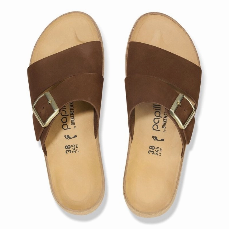 AbrasionResistantThread River Core Birkenstock Women's Papillio Almina - Dark Tea Nubuck