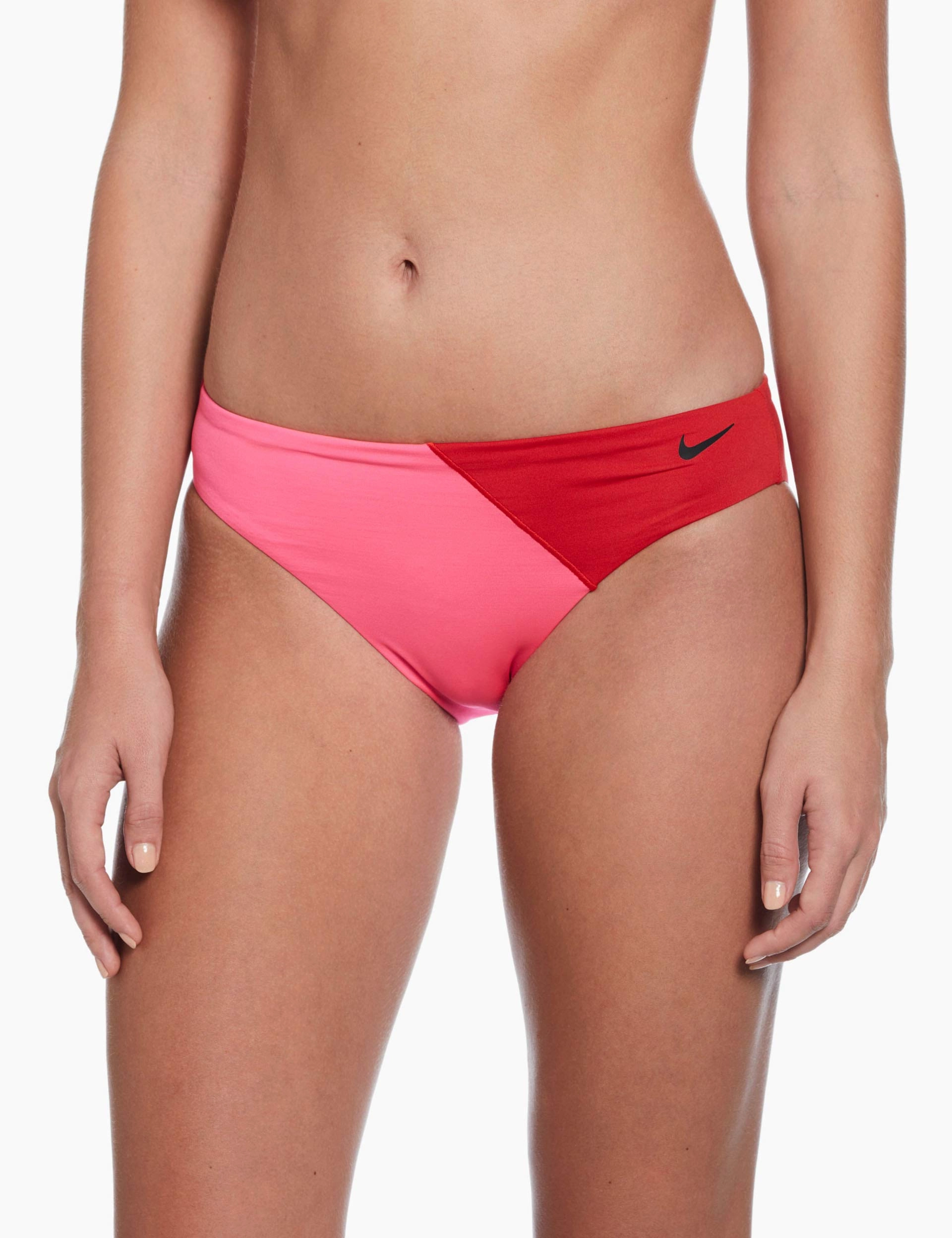 Colour Block Hipster Bikini Bottom - University Red smooth zipper