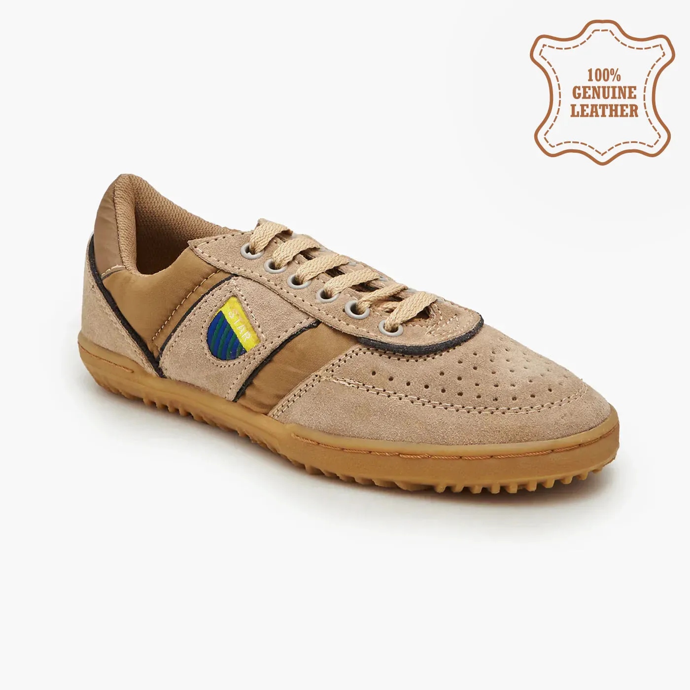 Men's Striped Leather Sneakers Non Slip Outsole Grip