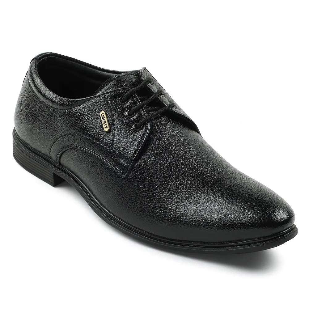 Fortune Black Formal Lacing Derby Shoes For Men HOL-130E By Liberty 3D Heel Lock Technology Good Grip