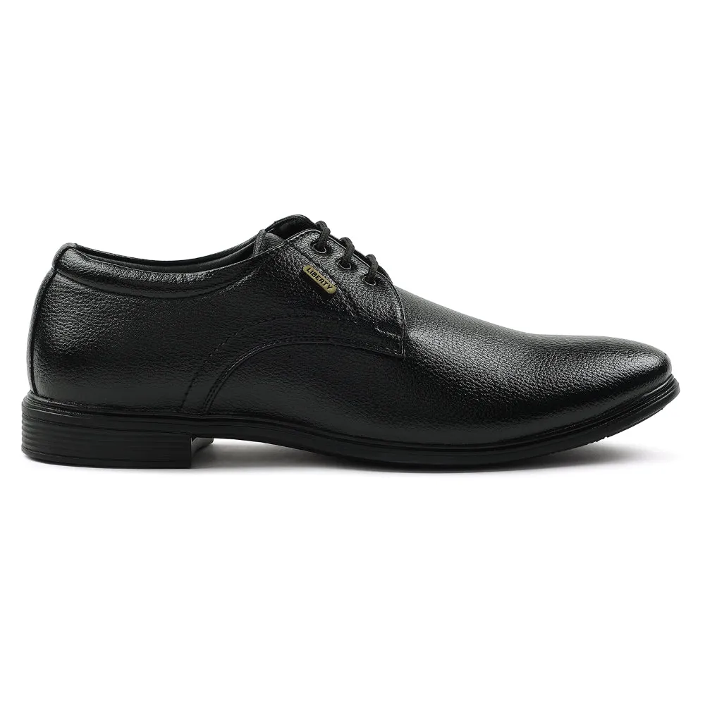 Fortune Black Formal Lacing Derby Shoes For Men HOL-130E By Liberty All - Surface Flexible Plate