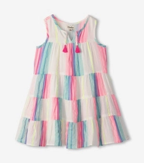 Hatley Layered Tiered Dress - Neon Stripes Youthful