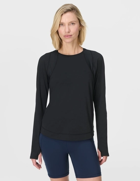 Easy Wash temperature regulation Breathe Easy Mesh Long Sleeve Top - Black
